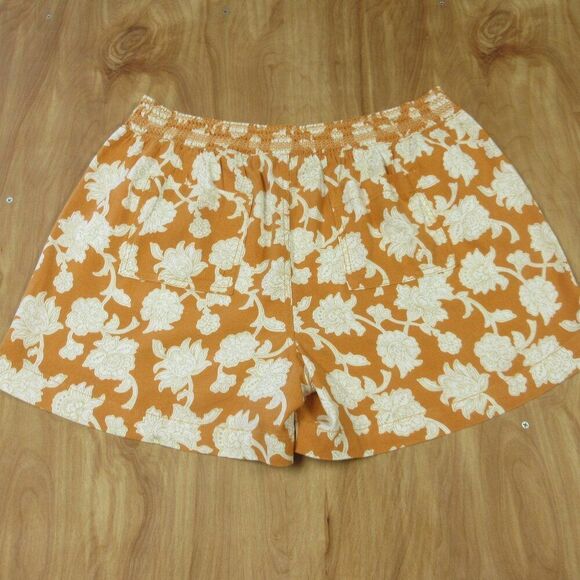 BRIGGS Ladies Linen Blend Shorts Womens XXL Orange Cream Floral Flowers 2XL NWT - Picture 7 of 12